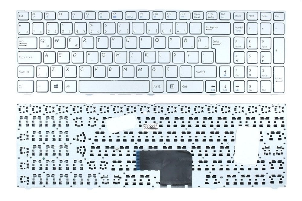 Casper Nirvana V150062AK1 PG-C17 Notebook Klavye Laptop Tuş Takımı - Silver