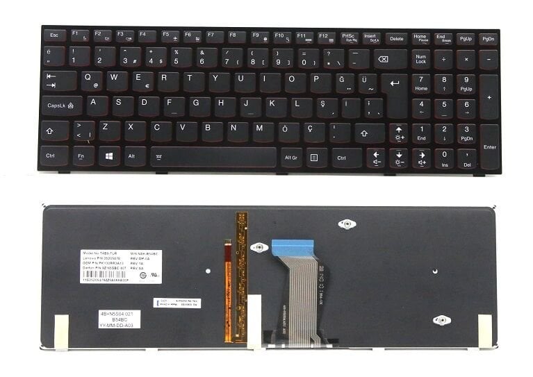 Lenovo Orijinal T4B9-TUR PK130RR3A00 NSK-B54BC Notebook Ledli Klavye Laptop Tuş Takımı