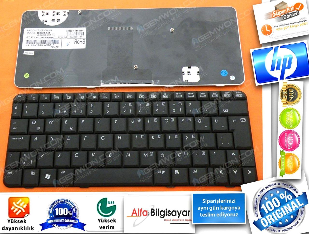 Hp 2230,2230s, 2233s Klavye, Compaq Presario CQ20  483931-141, 493960-141, V062326BK1, 6037B0031619, Klavye, Laptop Tuş Takımı, Keyboard