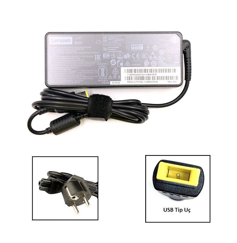 Orijinal Lenovo G50-70 G50-80 20v 4.5a 90w USB Kare Uç Adaptör Şarj Aleti