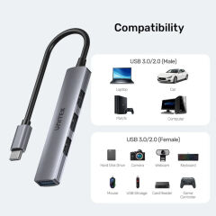 UNITEK TYPE-C TO 4 PORT USB (USB3.0+USB2.0) H1208B