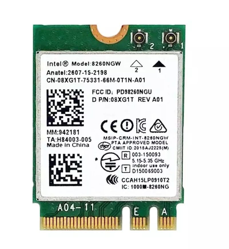 Orijinal Dell intel 8260NGW CN-08XG1T NGFF M.2 çift bant Bluetooth Wifi Lan Kartı