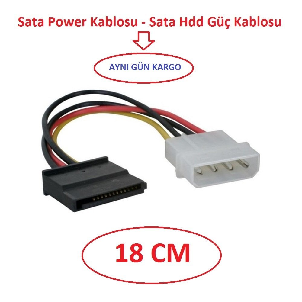 Sata Power Kablosu Sata Hdd Güç Kablosu (18 CM)