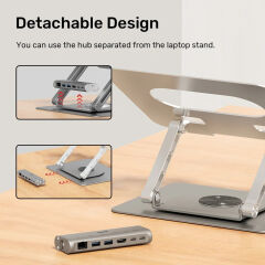 UNITEK 360D METAL 15.6” NOTEBOOK STAND VE 5' I 1 ARADA DOCKING STATION  (D1109B)