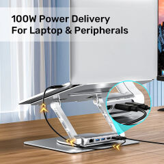 UNITEK 360D METAL 15.6” NOTEBOOK STAND VE 5' I 1 ARADA DOCKING STATION  (D1109B)