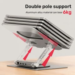 UNITEK 360D METAL 15.6” NOTEBOOK STAND VE 5' I 1 ARADA DOCKING STATION  (D1109B)