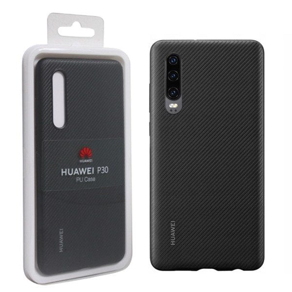 Huawei P30 PU Telefon Koruyucu Desebli Silikon Kılıf Siyah 51992992