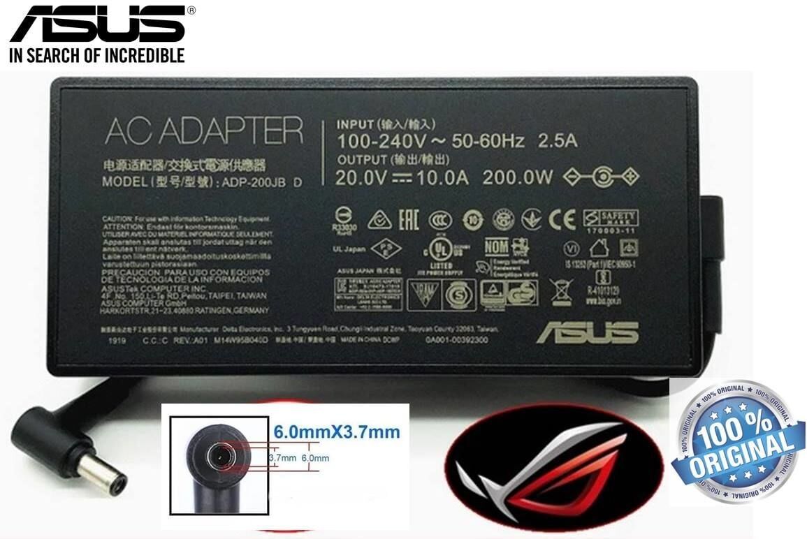 Asus Orjınal ADP-200JB  rog Zephyrus, TUF Gaming, ROG Strix 20V.5V 10A 200w İğne Uç 6.0x3.7mm Adaptör Şarj Cihazı Asus Fx505 fx506 Fa506 fx507 fa507
