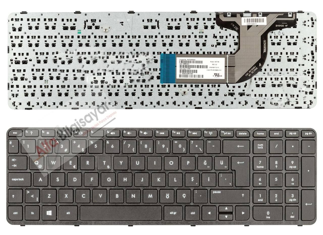 hp  Ultrabook Pavilion 250 G3 15e 15n 15r 15-E 15-N  R65 R68, Tpn-C117 Serisi Tr  Laptop Keyboard AER65A00210  719853-141 SN8126 nsk-cn6sc