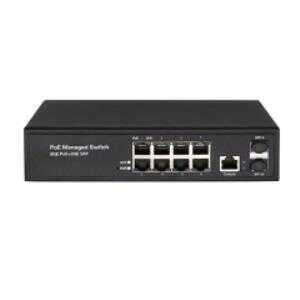 Entegron 48V or 24V POE Output 8-Port Gigabit Managed POE Switch with 2 SFP Slots