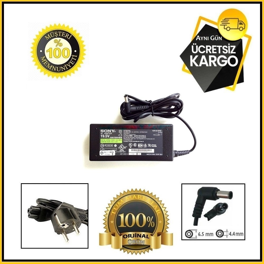 Orijinal Sony Vaio 19.5V 6.2A Notebook Adaptör Şarj Aleti VGP-AC19V53