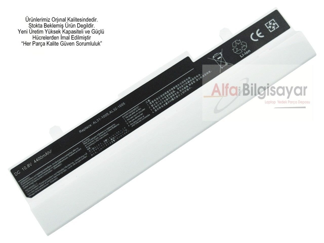 Asus Eee PC Beyaz 1001HA, 1005HA, 1005HAG, 1005PE, 1005PX, 1101HA Batarya, Asus AL31-1005, AL32-1005, ML31-1005, ML32-1005, PL31-1005, PL32-1005 Pil Asus Eee PC 1001HA 1005HA 1005HAB 1005HAG 1005PE, 1005PX, 1101HA ASUS Eee PC 1001 	 	  1001H 1001HA 1001HA