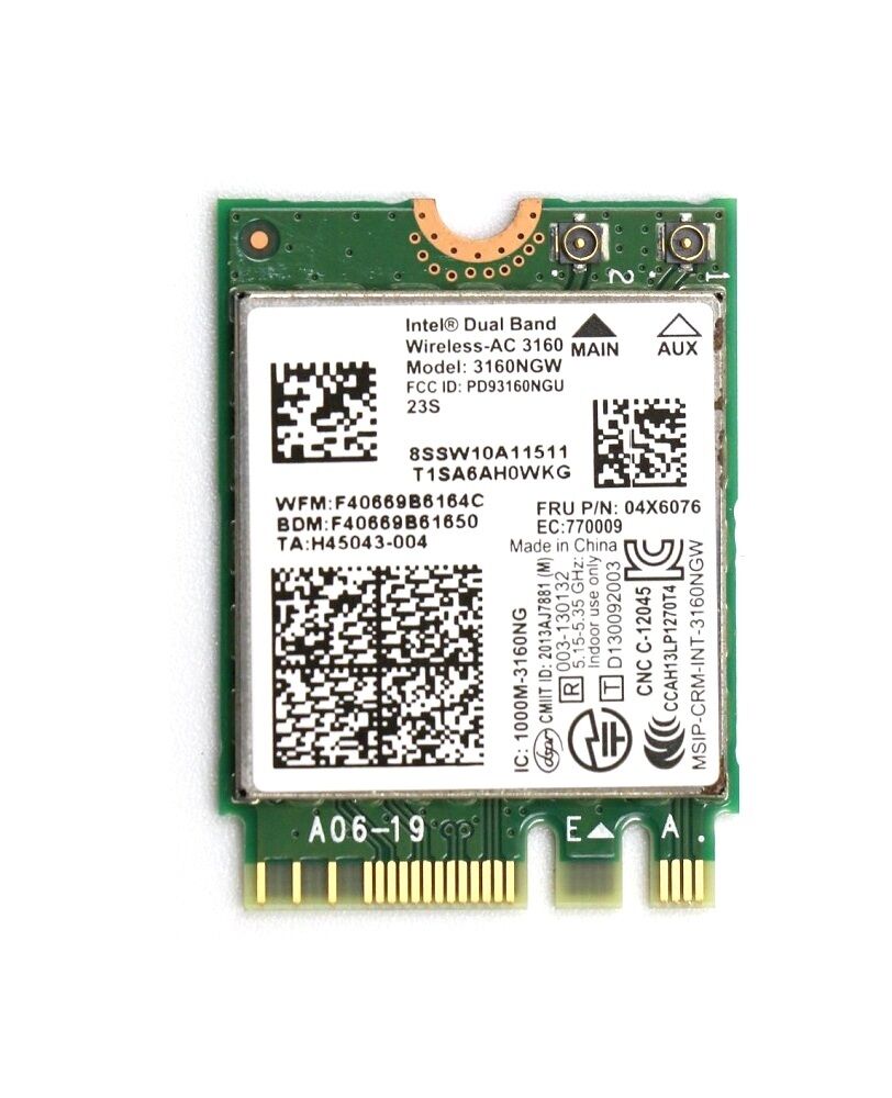 Lenovo Orijinal 3160NGW 04X6076 Notebook Wireless Wifi Bağlantı Lan Kartı