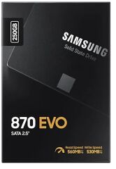 250GB SAMSUNG 870 560/530MB/s EVO MZ-77E250BW SSD (Resmi Distribütör Garantili)