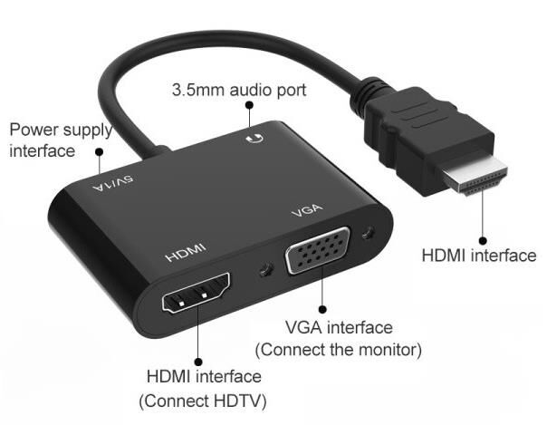Hdmi To Hdmi + Vga Monitör Çevirici Ps4 Dönüştürücü Switch Splitter Adaptör