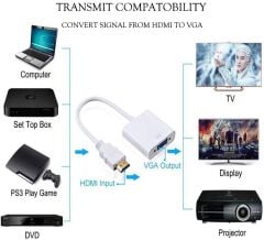 Hdmi To Vga Çevirici Dönüştürücü Adaptör Monitör Laptop Uydu Kablosu