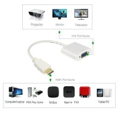 Hdmi To Vga Çevirici Dönüştürücü Adaptör Monitör Laptop Uydu Kablosu