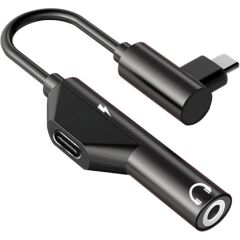 Usb Type C To 3.5mm Çevirici Dönüştürücü Adaptör Kulaklık Aux Ses Ve Şarj 2'si 1 Arada