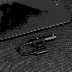 Usb Type C To 3.5mm Çevirici Dönüştürücü Adaptör Kulaklık Aux Ses Ve Şarj 2'si 1 Arada