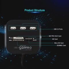 Usb Hub Çoklayıcı Çoklu Kart Okuyucu (SİYAH)