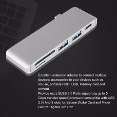 Type C Usb 3.1 Hub Kart Okuyucu Sd MicroSD Usb 3.0 Çevirici Çoklayıcı Adaptör