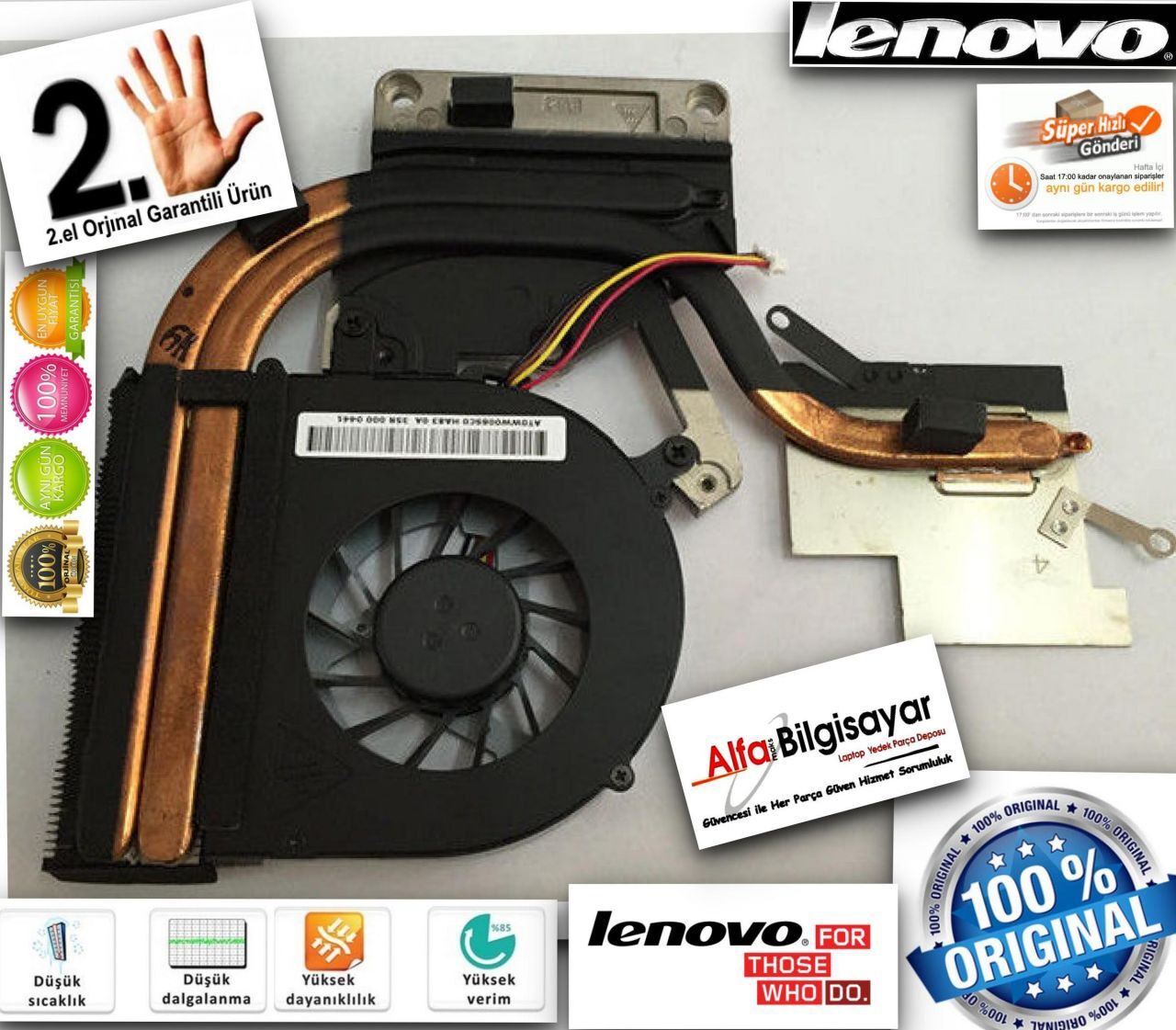 Lenovo ideapad G490 G500 G510 G400 G410 20236 20238 Bakır + fan heatsink kit Cooling Fan 2.EL