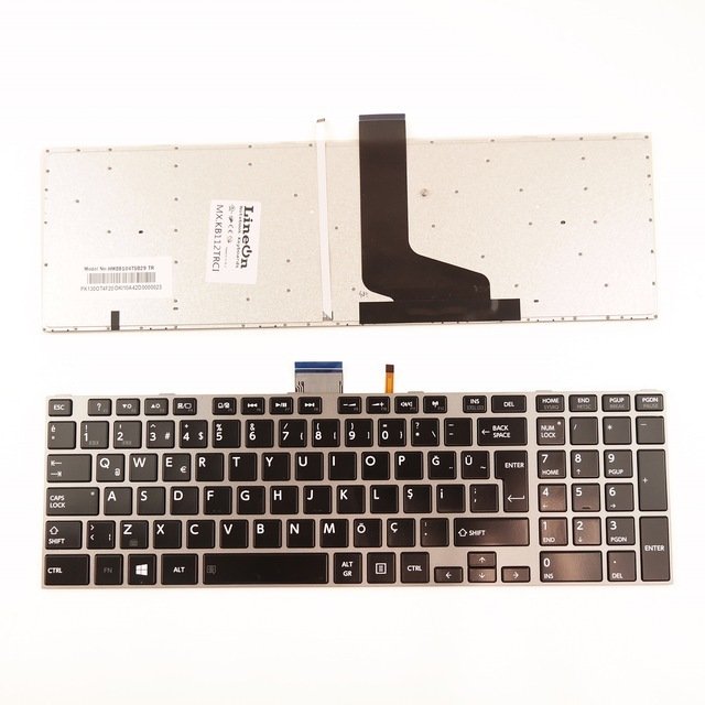 Toshiba C850-F23L C850-G1K Çerçeveli Ledli Klavye Tuş Takımı Gri