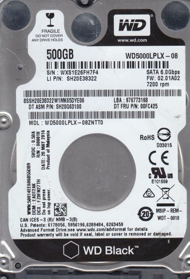 500 GB Western Digital Black WD5000LPLX SATA 3.0 7200RPM 2.5'' 500gb Notebook Laptop uyumlu Harddisk Hdd