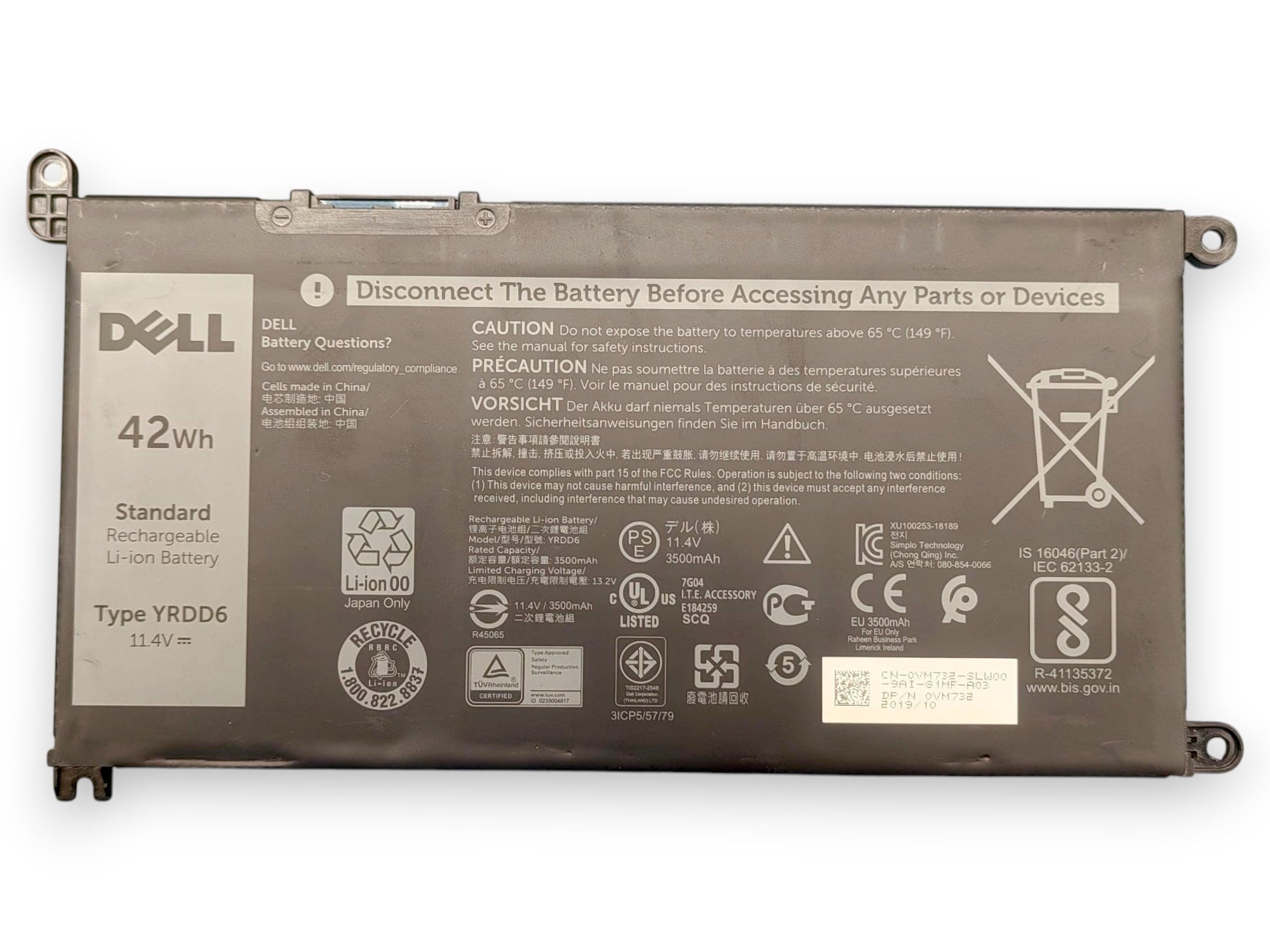 Dell Inspiron 3593 P75F013 Orijinal Batarya CN-0VM732