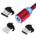 3 uçlu iOs Android Manyetik Mıknatıslı USB Hızlı Şarj Kablosu