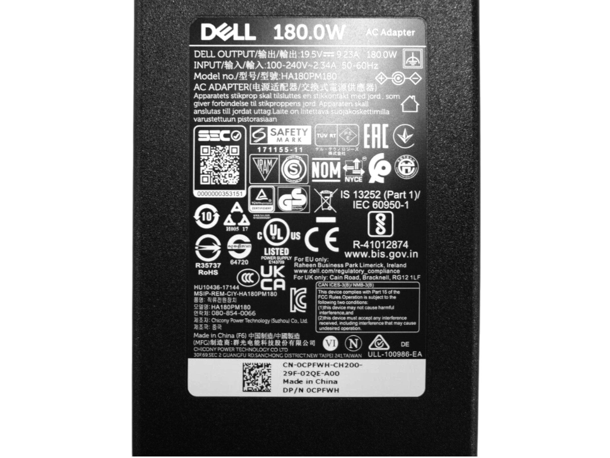 Dell 180W 7.4 5.0 19.5V 9.23A CN-0CPFWH Orijinal Adaptör
