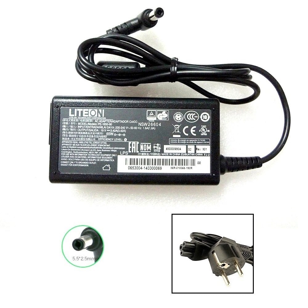Orijinal Liteon 19V 3.42A 5.5mm*2.5mm Notebook Laptop Adaptör Şarj Aleti PA-1650-90