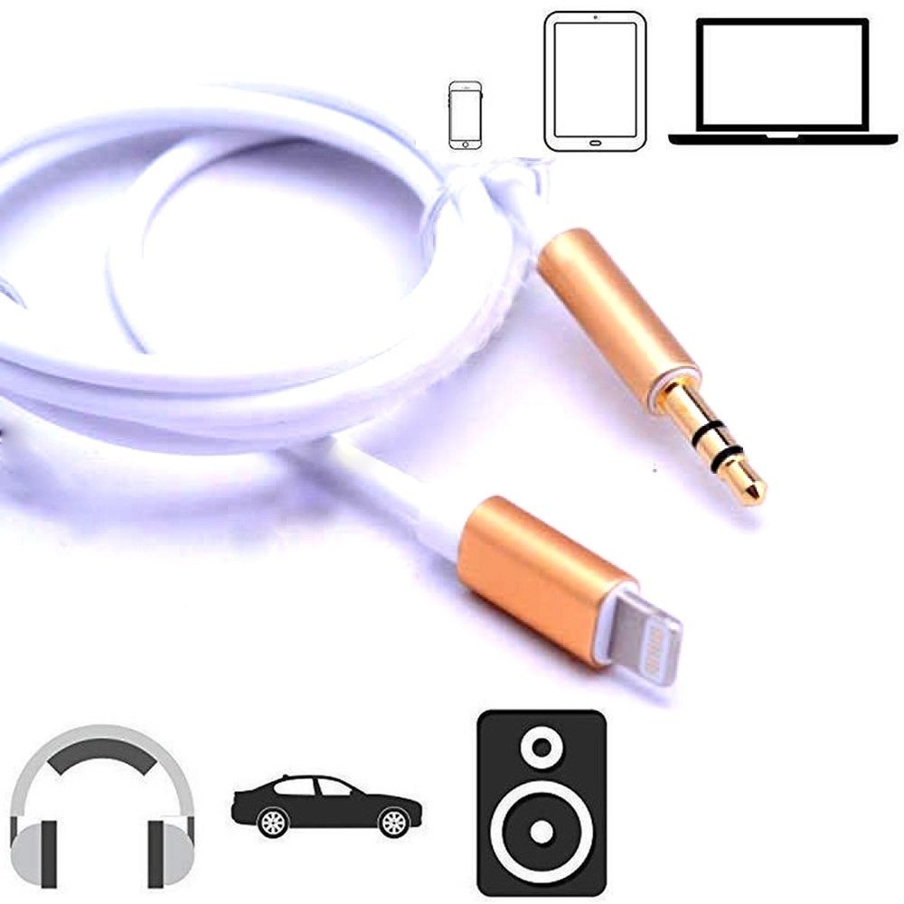 Apple iPhone 7 8 X Lightning to Aux Çevirici Kablo GOLD