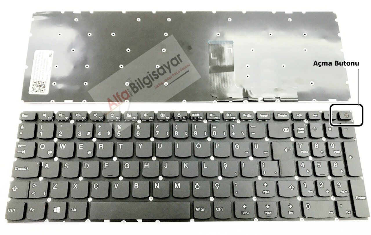 Lenovo ideapad 110-15ACL, 110-15AST,  110-15IBR,  110-15IBR, V110-15AST,  V110-15IAP,  V110-15IKB,  V110-15ISK,  80TR 80T7 80W2 80UD 80TD 80TG 80TH 80TL 80TJ 9Z.NCSSN.201, SN20K93009, NSK-BV2SN 01,PK1311S2A05 Power Tuşlu Klavye Tuş takımı Q-Tü