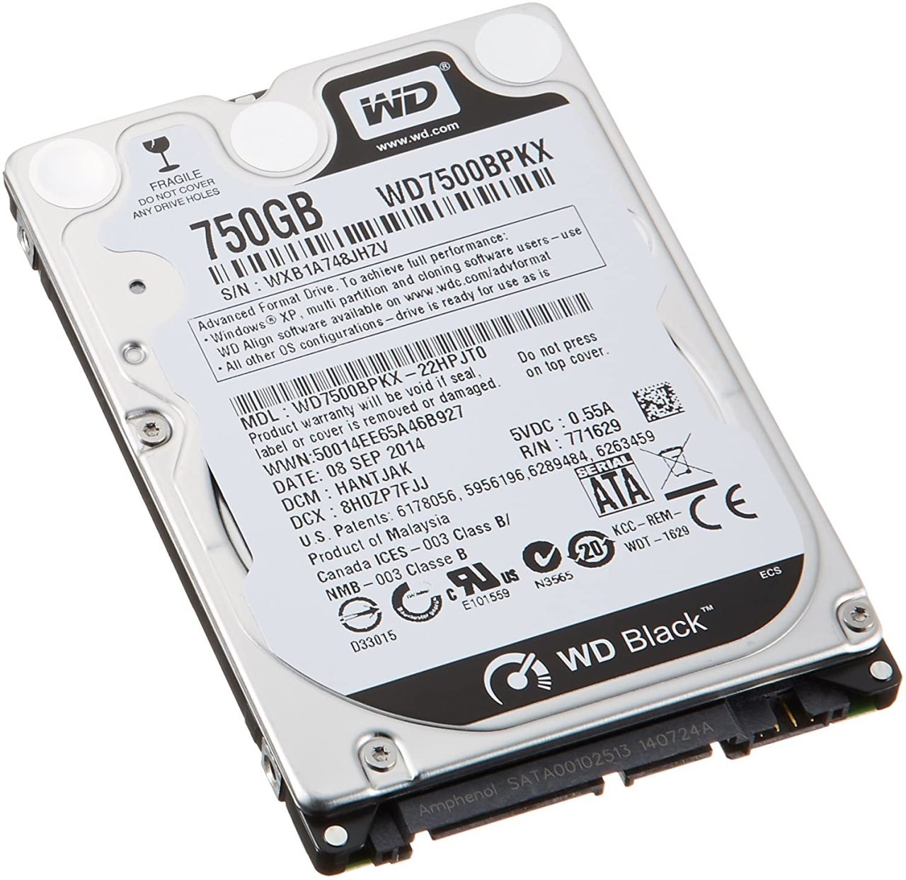750Gb Wd WD7500BPKX 7200 Rpm Sata3 Notebook Hdd 2.5 Black Serisi