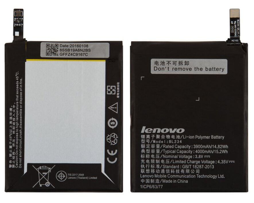 Lenovo Orijinal Vibe P1M P1MA40 BL234 4.35V 4000mAh 15.20Wh Cep Telefonu Batarya Pil