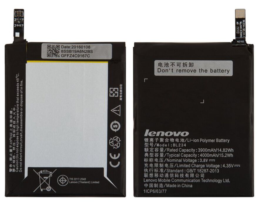 Lenovo Orijinal Vibe MA40 P90 A5000 BL234 4.35V 4000mAh 15.20Wh Cep Telefonu Batarya Pil