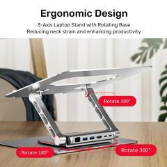 UNITEK 360D METAL 15.6” NOTEBOOK STAND 5in1 VE DOCKING STATION  (D1109B)