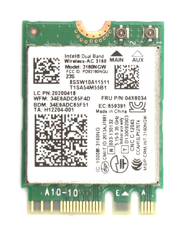 Lenovo 3160NGW Wifi Wireless Bağlantı Kartı 04X6034