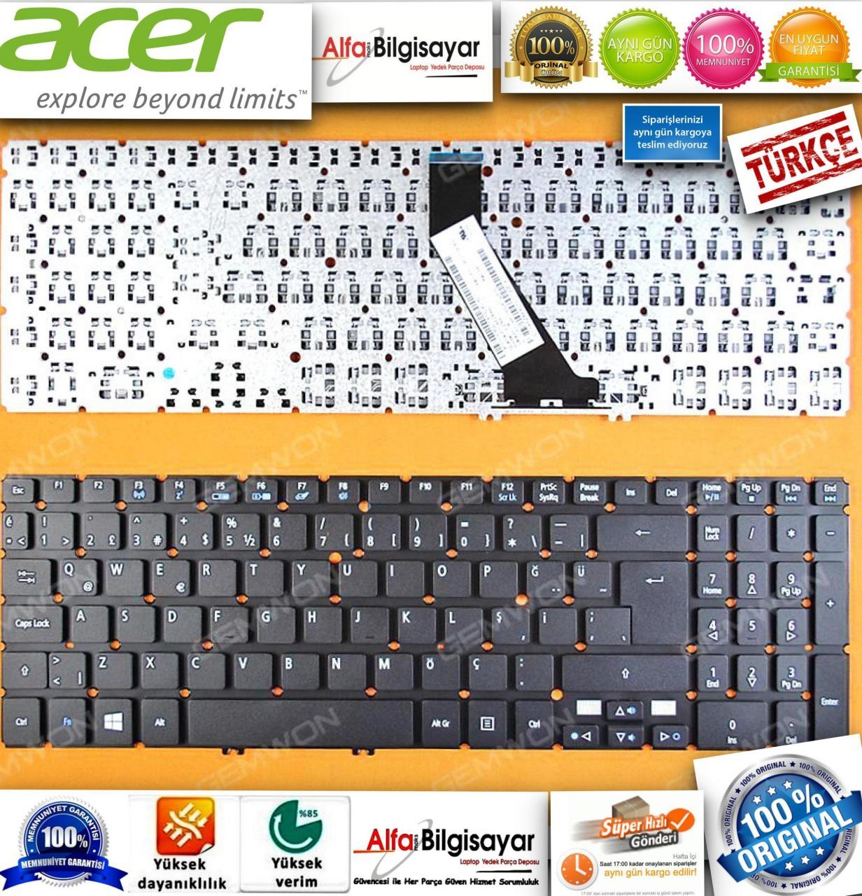 Acer Aspire V5-531 V5-531G V5-571 V5-571G V5-572 V5-572G V5-573 V5-573G  Klavye TuşTakımı Q-Türkçe