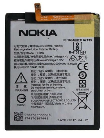 Nokia Orijinal 6 HE316 N6 3.85V 3000mAh 11.46Wh Cep Telefonu Batarya Pil