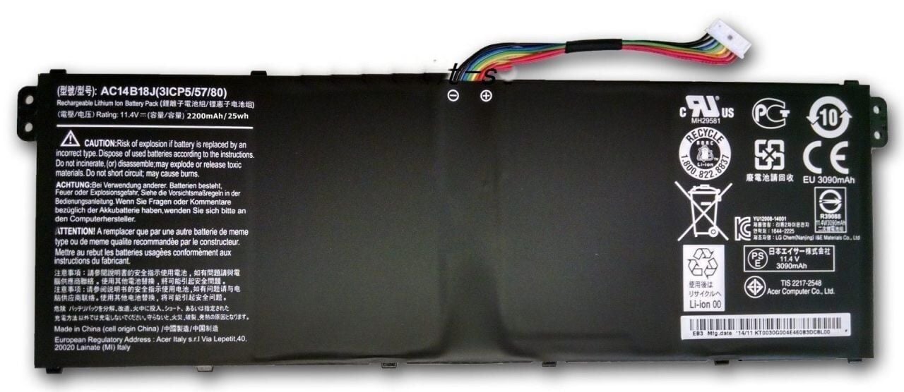 Acer Muadil Chromebook C810. C910 Aspire Es1-511, Es1-521, Es1-512 Es1-531, Es1-131, E11 E3-112, B115 E3-111, R3-131T, R5-471T, V5-122G, E5-731, Ms2394 Z5W1M N15W4 V3-111G, V3-111P, V5-122P, V5-132P,Ex2519, Ac14B18J Ac14B13J. Ac14B3K Batarya pil