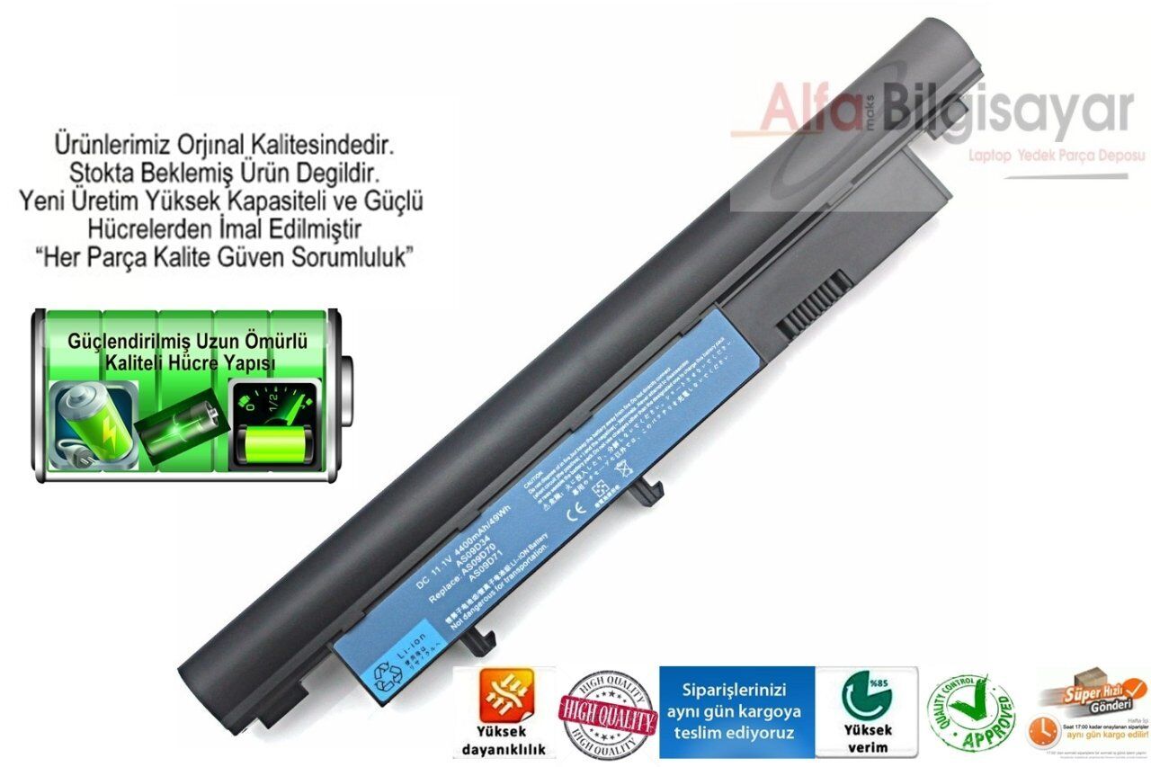 Acer Aspire 3810, 3810T, 4810, 4810T, 4810TG, 5410T, 5534, 5534Z, 5538, 5538G, 5810, 5810T, 5810TG Pil, Acer Travelmate 8371, 8431, 8471, 8531, 8571 Pil acer AS09D31 AS09D34 AS09D36 AS09D41 AS09D51 AS09D56 AS09D70 AS09D71 AS09D75 AS09D78 AS09D7C AS09F34 A