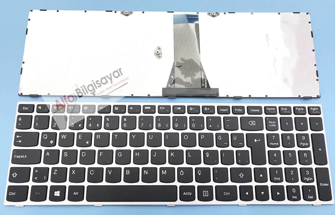 Lenovo IdeaPad Gri çerçeveli 300-15, LENOVO 300 80Q7 80RS 300-15ISK 80Q7, 80RS 300-15IBR 500-15ISK, 500-15ACZ 500-15ACZ 80K4, 500-15ISK 80NT Z51-70, Z5170, 20493, 80K6  Klavye  TuşTakımı Q-Türkçe