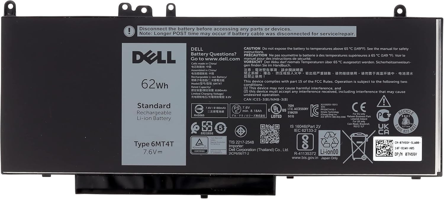 Dell Latitude Orjinal E5270  E5470 E5570 6MT4T 7.6V 62WH 7V69Y 6MT4T TXF9M 79VRK 07V69 Batarya pil