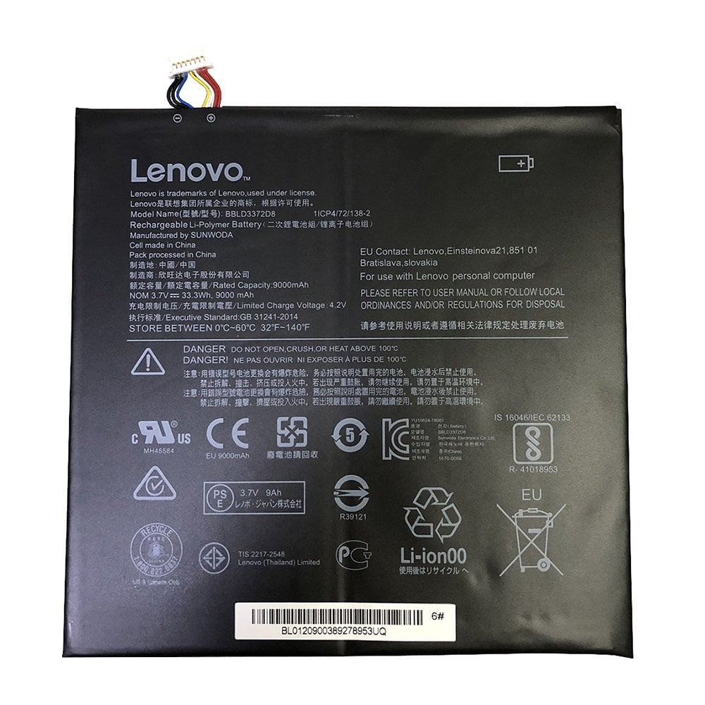 Orijinal Lenovo BBLD3372D8 5B10N38140 3.7V 33.3Wh 9000mAh Tablet Batarya Pil