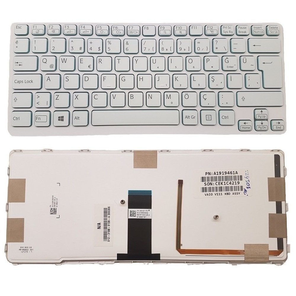Orijinal Sony Vaio Sve14a3v1ew Notebook Ledli Klavye Tuş Takımı 012-31BB-9138-A