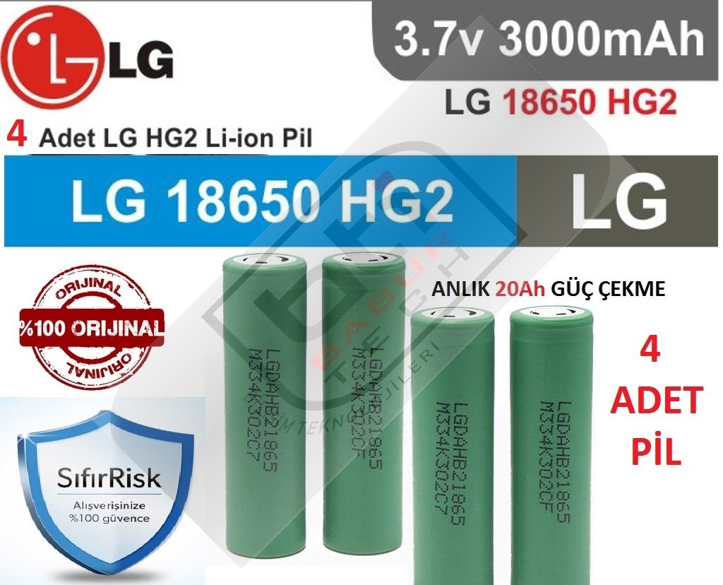 SONY VTC 6 MUADİLİ LG HG 2 INR 18650 Li-Ion 3000 mAh pil