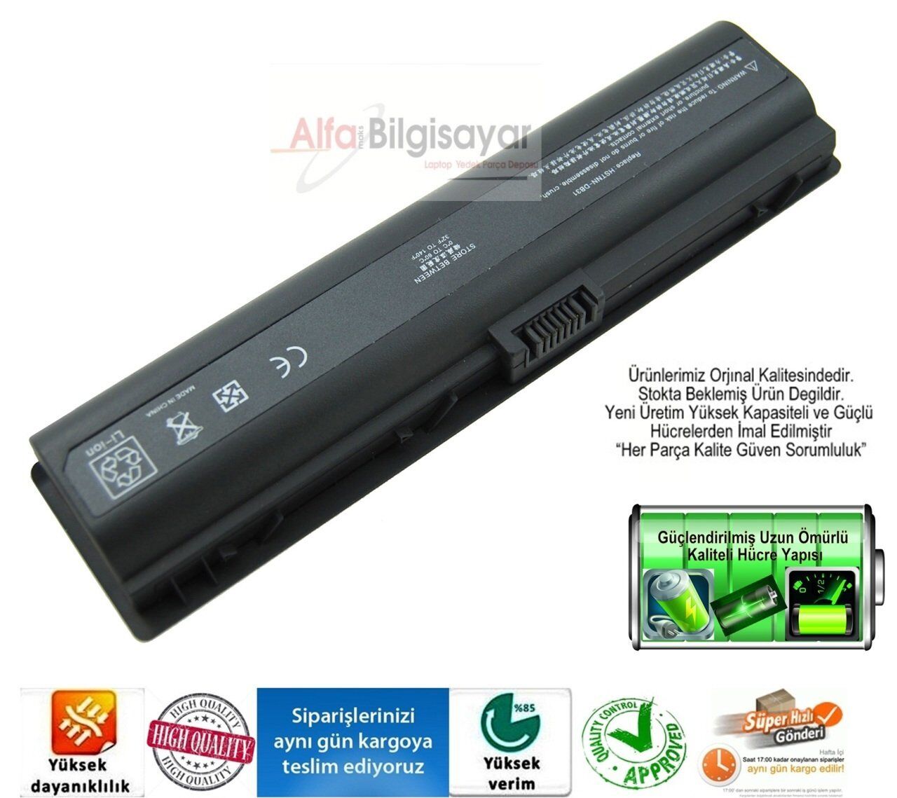 Hp Pavilion Compaq Dv6000 DV6500 Dv2000 DV2500 C700 V6500 DV6700 V6700 F500 F700 V6000 G6000 G7000 A900 V3000 HSTNN-DB31 HSTNN-OB42 HSTNN-DB32 HSTNN-Q21C HSTNN-DB42 HSTNN-Q33C HSTNN-DB46 HSTNN-W20C HSTNN-IB31 HSTNN-W34C HSTNN-IB32 Batarya pil