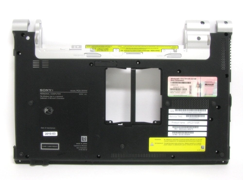 Sony Vaio VPCZ1 VPC-Z1 PCG-31111M Alt Kasa Bottom Case 4-165-889
